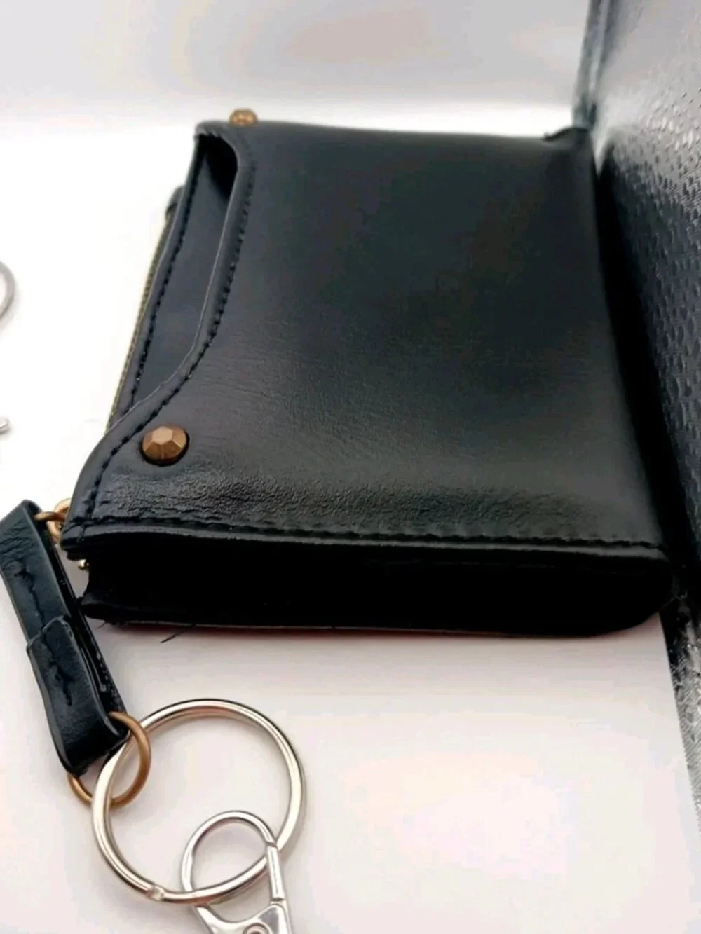 Black + White Skater Checkered Wallet with Removable Card Holder + Chain
